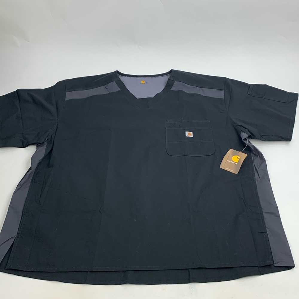 Carhartt Mens Ripstop Scrub Top Rugged Flex Size 3X Black Front pocket NEW NWT